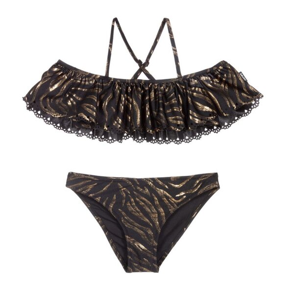 Molo Natacha girl black gold two piece bikini swimming bathing suit 9-10 134-140